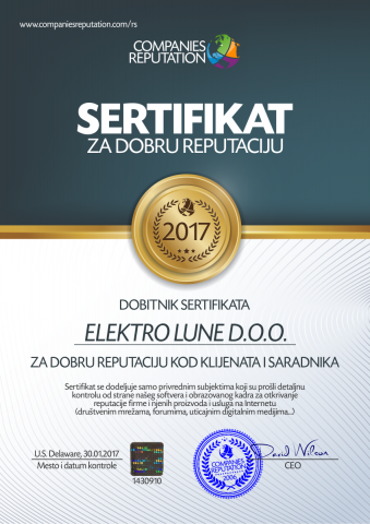 Elektrolune sertifikat